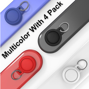 Waterproof Airtag Keychain Case, Apple Airtag Holder Accessories, Full Body Silicone Protection, Works with Keychain, Bags, Dog Collar, Luggage and More, 4-Pack