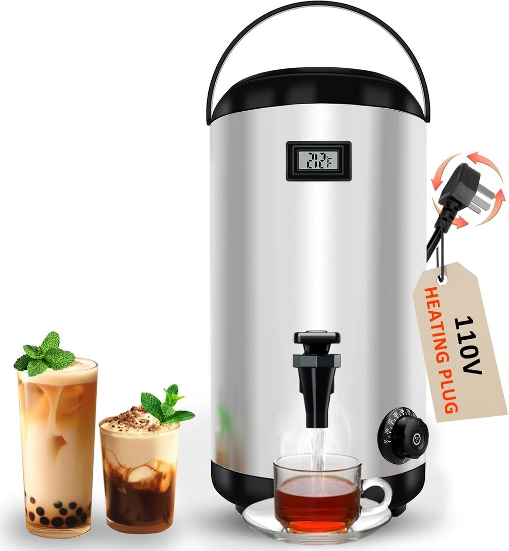 Drink Dispenser with Heating Insulated Beverage Dispenser, Electric Heating Beverage Dispenser-75 Cup Hot&Cold water Urn,Stainless Steel Hot Drink Dispenser 12 L/3.2 Gallon for tea, Juice