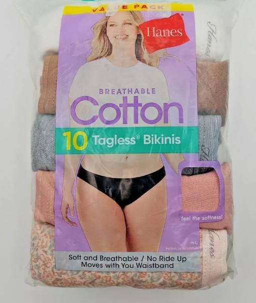 10PK Women’s Hanes BIKINI Underwear Panties Soft Breathable Cotton Size XL