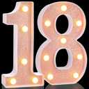 Treela 8.7'' Birthday Decorative LED Light up Numbers, Glitter Marquee Number Sign for Night Birthday Party Decorations Anniversary Bar LED Sign Backdrop Wall Table Centerpieces(18th,Rose Gold)