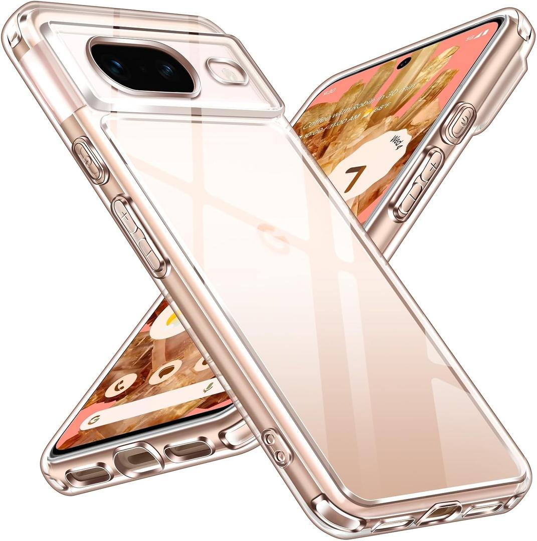 ivoler Clear Case Designed for Google Pixel 8 2023 6.1'' [Full Camera Protection] [Long Lasting Clarity], Military Shockproof Protective Hard Back Slim Phone Cover for Pixel 8 6.1'' - Clear