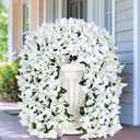 8 Pcs UV Resistant Artificial Flowers for Outdoors, Realistic Faux Silk Bougainvillea Flowers, Fake Hanging Plants for Porch Patio Balcony Decoration (White)