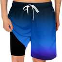 Cozople Boys Swim Trunks Quick Dry Compression Liner Swim Shorts Summer Bathing Suit with Inner Pocket Swimwear 7-20T (Fade Dark Blue)