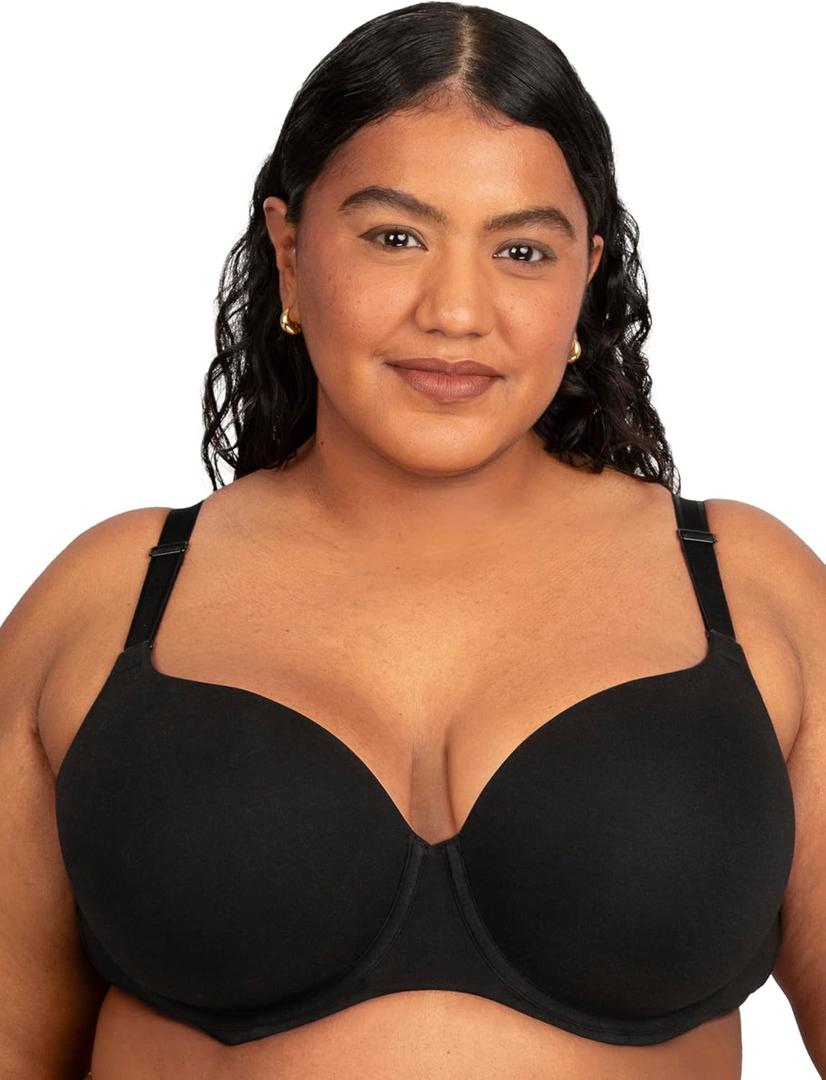 Fruit of the Loom Women's Fit for Me Collection: Plus Size Cotton T-Shirt Bra - Comfort & Style for Every Body (36DDD, Black Hue)