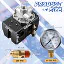 Dreyoo Air Compressor Pressure Switch 135-175 4-Port 20 Amp with 0-200 PSI Gauge and 200 PSI Safety Relief Valve, 1/4" NPT Replacement Pressure Switch Parts for Air Compressor