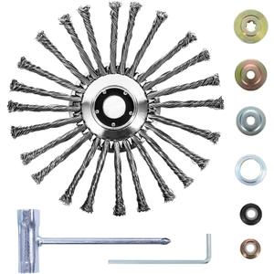 10 Inch Weed Eater Attachments, Steel Wire Weed Wacker Blade with Universal Adapter Kits, Indestructible Wire Brush Cutter Blade, Wire Wheel Trimmer Head Replacement for Moss, Weed Removal