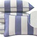 Decorative Outdoor Water Repellent Throw Pillows with Inserts, Set of 4, 20" x12" Pillows for Patio, Backyard, Bed, Couch, and Patio Furniture, Navy Stripe