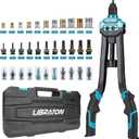 LIBRATON 16" Rivet Nut Tool, Rivet Nut, Hand Rivet Nut Setter with 110PCS Rivet Nuts, 11PCS Metric & SAE Interchangeable Mandrels and Carrying Case, Easy Replace