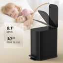 TIPGO Small Bathroom Trash Can with Lid Soft Close, Step Pedal, 1.3 Gallon / 5 Liter Stainless Steel Slim Garbage Can for Office, Diaper Waste Basket with Removable Inner Bucket (Matte Black)