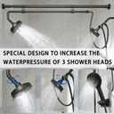Tandem Shower, Dual Shower Heads For Couples & Handheld Head, High Pressure and Adjustable Double Shower Heads and 3-Setting Diverter Shower System, Gifts For Women Men (Black)