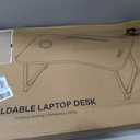 ZEAPTAC Laptop Bed Desk, Foldable Lap Desk, Portable Lap Table, Laptop Stand with Cup Holder & Tablet Slot & Lifting Handle for Working Writing Drawing & Eating - Black