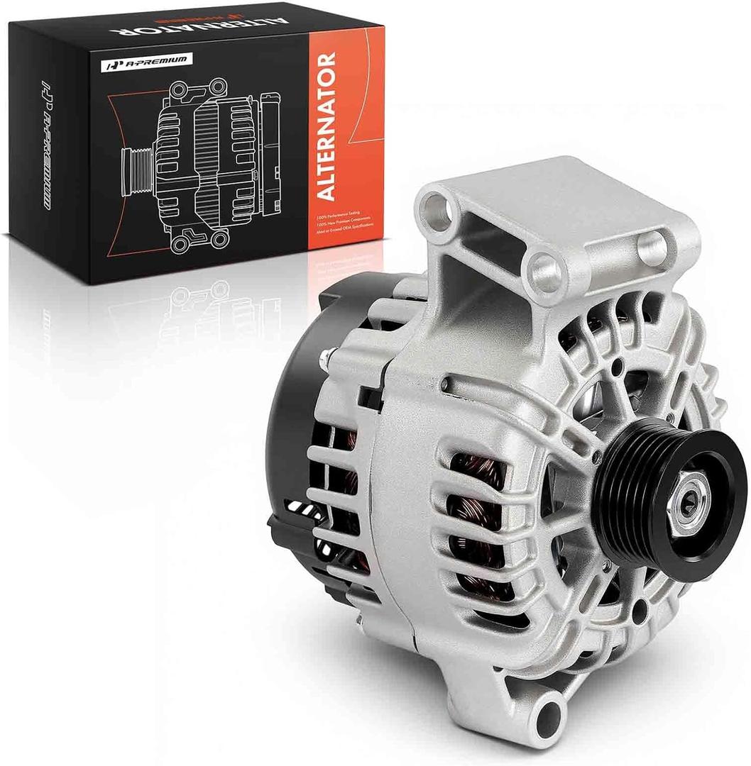 A-Premium Alternator Compatible with Ford Fiesta 2011-2019 1.6L, DOHC & Naturally Aspirated, 12V 120A 6-Groove Pulley Clockwise, Replace# AE8T-10300-AA, BE8Z-10346-A