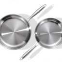 DELARLO Tri-Ply Stainless Steel 10inch and 12inch Frying Pan, Oven safe induction skillet,pots and pans set,Suitable for All Stove (Detachable Handle) (10"+12"Set)
