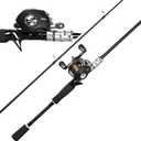 Kilitn Fishing Rod and Reel Combo, Black Color Baitcasting Combo Baitcast Reel, 2-Piece Baitcaster Rod, Durable Fiberglass with Comfortable EVA Handle (Casting Left 6FT)