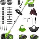 WORKIT 4-in-1 Electric Weed Wacker, 20V 6 Inch Cordless Weed Eater with Wheels, 2×4.0Ah Batteries & 4 Blade Types, Lightweight Stringless Brush Cutter for Small Yard & Garden Care