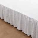 Tufted Dot Bed Skirt Full Size Ruffled Bed Skirt with Split Corners, 14 Inch Drop Dust Ruffle Bed Skirts with Platform, White
