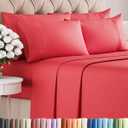 Full 6 Piece Sheet Set - Comfy Breathable & Cooling - Ultra Soft Hotel Luxury Bedding Set with 8-16 Inch Deep Pockets - 1 Flat & 1 Fitted Sheet & 4 Pillowcases - Cozy, Wrinkle Free & Easy Care - Red
