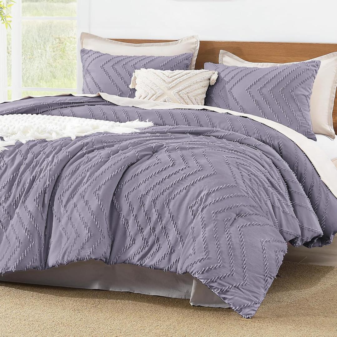 Litanika Purple King Comforter Set, 3 Pieces Lightweight Tufted Bedding Sets, Down Alternative Comforter Fluffy Bed Set Gift Choice (King (104"x90"), 21 - Grayish Purple)