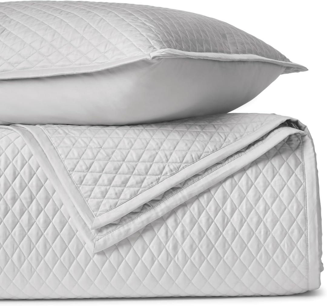 100% Organic Cotton Quilts Queen Size - Diamond Stitched Quilted Bedspreads - All Season Oversized Coverlet Set - GOTS Certified Bedding Set | 1 Quilt & 2 Pillow Shams, Full / Queen