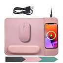 VIVIYA 15W Wireless Charging Mouse Pad with Detachable Wrist Support, Fast QI Phone Charger Mouse Mat for iPhone 16/ 15/ 14/ 13/ 12/ 11/ X/ 8 and Samsung Multiple Mobile Devices (Pink)