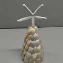 Freestanding Holiday Decor- Whitened Faux Abalone Shell Christmas Tree, Beach Themed Decoration, 10 Inches