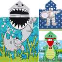 Chumia 3 Pack Kids Hooded Beach Poncho Towels Toddler Swim Pool Bath Towels with Hood Thicker Cotton Absorbent Cover up for Boys Girls Baby(47 x 24 Inch,Shark, Astronaut)