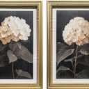 Gatheroad Vintage Gold Framed Wall Art Set of 2, Large Hydrangea Floral Art Painting & Canvas Prints | Dark Moody Aesthetic Wall Pictures & Artwork for Living Room, Bedroom, Bathroom Decor, 16x24in