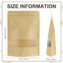 Geosar 300 Pcs Stand up Kraft Pouches with Window 7 x 10 Inch Kraft Paper Sealable Pouches with Notch Heat Sealable Resealable Bags for Small Business, Zipper Food Storage for Packaging, Snacks