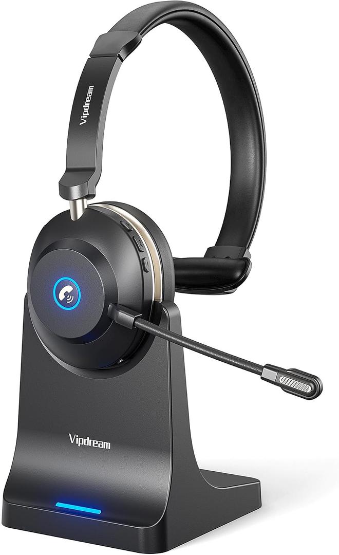 Wireless Headset with Microphone for Work, Bluetooth 5.3 Computer Headset for Laptop, 45 Hours Battery Life & Mute Button, Headset with Mic for PC, iPhone, Zoom, Skype, Office & Home