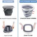 Collapsible Bucket 10L 2.6 Gallon Cleaning Bucket Mop Bucket Folding Foldable Portable Small Plastic Water Supplies for Outdoor Garden Camping Fishing Car Wash Space Saving Grey Square