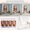 Makeup Mirror with Lights, Vanity Mirror with 3 Lighting Modes, Light Up Mirror, Touch Sensor, AC-Powered, 360 Rotatable, Metal Frame, with Detachable 3.5" 15X Spot Mirro, Gift for Women