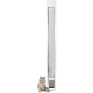 PetSafe 1-Piece Sliding Glass Pet Door for Dogs & Cats - Adjustable Height 75 7/8" to 80 11/16"- Small, White, No-Cut DIY Install, Aluminum Patio Panel Insert, Great for Renters or Seasonal Use