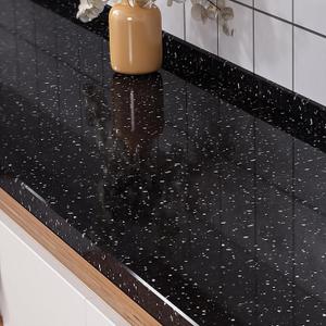 Livelynine 24 X 197 Pearl Black Granite Countertop Contact Paper Waterproof Peel and Stick Countertops for Kitchen Wallpaper Self Adhesive Covering Renter Friendly Counter Top Covers Vinyl Bathroom