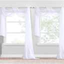 NICETOWN White Sheer Window Scarf 216 inch Extra Long, Soft Voile Textured Bed Canopy Scarf Curtains for Event Designs/Home Decor, 60 inches Wide, Set of 2