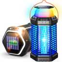 Solar Bug Zapper Outdoor & Indoor, 4500V Ultra-Effective Mosquito Zapper, 6000mAh Rechargeable Insect Zapper, Foldable 2-in-1 Light, IP66 Waterproof for Patio, Camping, Bedroom, Kitchen