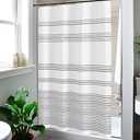 jinchan Small Stall Shower Curtain 48x72 inches Black and White Modern Farmhouse Striped Waterproof Fabric Shower Curtains for Bathroom with 7 Hooks Machine Washable