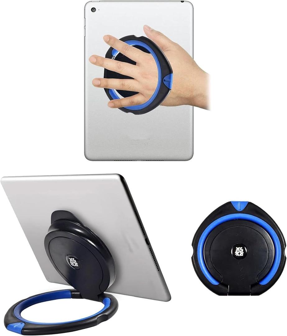Tablet Stand Adjustable Universal Tablet Hand Strap Holder, 360 Degrees Handle Grip Compatible with iPad Pro 9.7/10.5, Air Mini Surface Pro, Samsung Huawei Tablet (Bule) (BLUE)