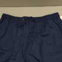 Amazon Essentials Women's 5" Inseam Drawstring Elastic Waist Linen Blend Summer Shorts (Large, Dark Blue)