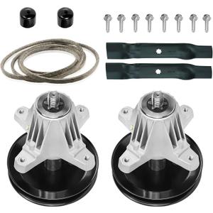 42" Mower Deck Rebuild Kit for MTD Troy Bilt LT4200 T1000 T1800 T1400 Models, 2 Spindles Assembly 618-06991 918-06991, 2 Blades 942-04312A 742-04308, 96 1/2" Belt 754-04060