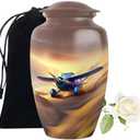 Vintage Airplane Cremation Urn, Adult Memorial Urn with Velvet Bag, Decorative Aviation Design