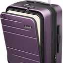 LUGGEX Carry On Luggage 22x14x9 Airline Approved, FLO5 Expandable Polycarbonate Suitcase with Front Pocket (FX-Core, Purple, 20 Inch), 20 Inch-EXT