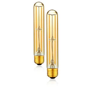 HuNanAoTe si T10 Dimmable LED Tubular Bulb, Amber Long Tube Edison Light Retro Bulb, 6W, 60W Equivalent, Warm White 2700K, E26 Medium Base, Pendant Lighting Wall Sconces,Vanity 2 Pack