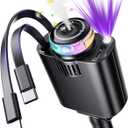 Starlight Retractable Car Charger with Aromatherapy, 5 in 1 Fast Charging 66W Car Phone Charger Adapter, USB C Car Accessories Compatible with iPhone 16/15/14/13/12/11 and Android (Gray)