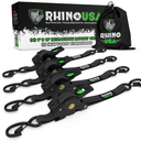 Rhino USA Retractable Ratchet Straps (7-Pack) - 1 Inch x 10 Feet (1,209lb Break Strength) - Heavy Duty Auto Self Retracting Tie Down Straps for Truck, Cargo Trailer, Motorcycle, Rad & More -2 are Red, 1 is Blue, 4 are Black