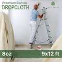 Salt Earth Canvas Drop Cloth 1Pc, Reusable Paint Drop Cloth, 100% Recycled Cotton Canvas Tarp Cover for Painter, Furniture, Floor Protection, All Purpose Painters Dropcloth for Christmas DIY (9x12FT), Pack of 1 - 9x12