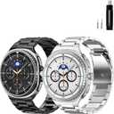 GOLDTOLUCK Stainless Steel Band Compatible with Samsung Galaxy Watch 8 7 6 5 4 Classic FE Pro 40mm 44mm 46mm 43mm 47mm 45mm 42mm 20mm Men Women Milanese Replacement Metal Elegant Casual (Black&Silver)