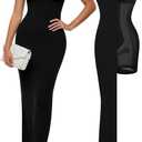 Popilush Tank Dress For Women - Long Sleeveless Maxi Dress With Zipper - Formal Wedding Guest Dresses (Black), L