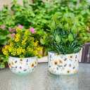 Joint Honglin Butterfly & Bee Metal Planters Set of 2 Decorative Flower Pots with Colorful Garden Prints, Outdoor & Indoor Use Cute Spring Floral Design for Patio, Balcony, Home Decor (Bee)