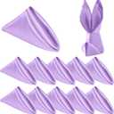Homiest 12 Pack Light Purple Satin Dinner Napkins - 17x17 Inches, Scalloped, Silky Elegant Wedding & Party Napkins