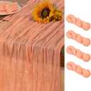 Peach Cheesecloth Table Runner 4 Pack Summer Sheer Cheese Cloth Table Runners Boho Gauze 120 Inches for Sweet Little Peach Baby Shower Decorations Wedding Bridal Birthday Parties